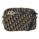 Christian Dior Trotter Canvas Shoulder Bag Navy Gold Auth 146485-1