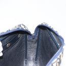 Christian Dior Trotter Canvas Shoulder Bag Navy Gold Auth 146485-20