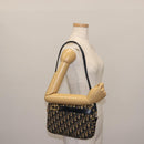 Christian Dior Trotter Canvas Shoulder Bag Navy Gold Auth 146485-21
