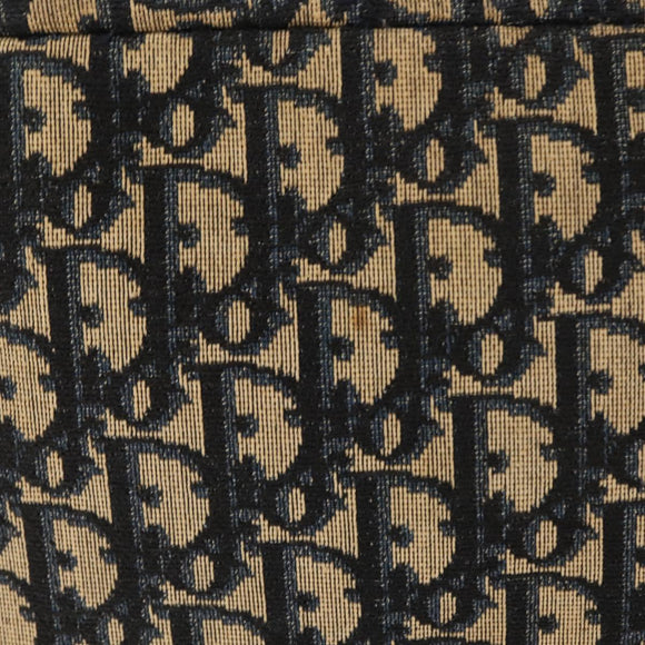 Christian Dior Trotter Canvas Shoulder Bag Navy Gold Auth 146485