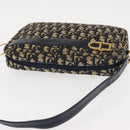 Christian Dior Trotter Canvas Shoulder Bag Navy Gold Auth 146485-7