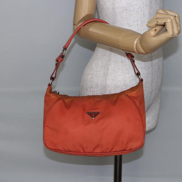 PRADA Shoulder Bag Nylon Orange Auth 146486