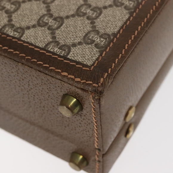 GUCCI GG Plus Supreme Attache Case PVC Beige Gold Auth 146488