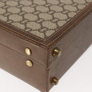 GUCCI GG Plus Supreme Attache Case PVC Beige Gold Auth 146488-16