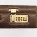 GUCCI GG Plus Supreme Attache Case PVC Beige Gold Auth 146488-17