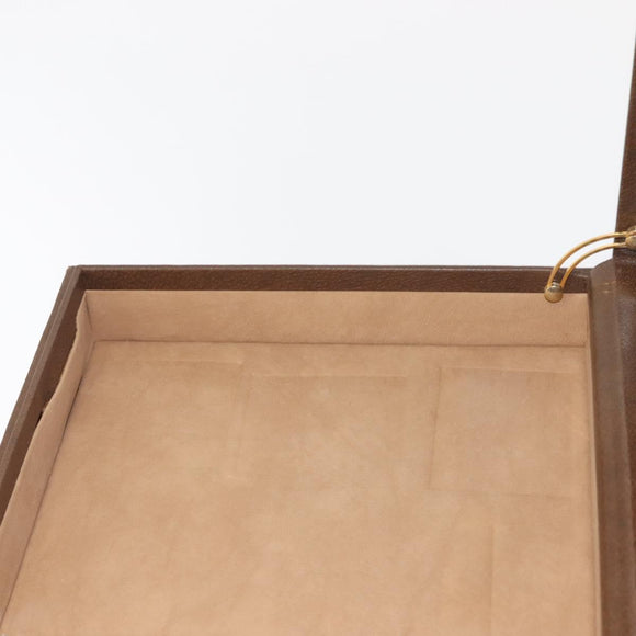 GUCCI GG Plus Supreme Attache Case PVC Beige Gold Auth 146488