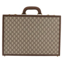 GUCCI GG Plus Supreme Attache Case PVC Beige Gold Auth 146488-13