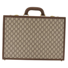 GUCCI GG Plus Supreme Attache Case PVC Beige Gold Auth 146488 - 0