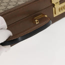 GUCCI GG Plus Supreme Attache Case PVC Beige Gold Auth 146488-7