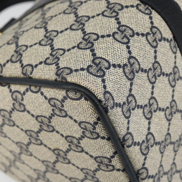 GUCCI GG Supreme Sherry Line Boston Bag PVC Navy Gold 39 02 007 Auth 146490