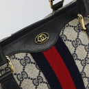 GUCCI GG Supreme Sherry Line Boston Bag PVC Navy Gold 39 02 007 Auth 146490-19