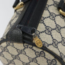 GUCCI GG Supreme Sherry Line Boston Bag PVC Navy Gold 39 02 007 Auth 146490-9