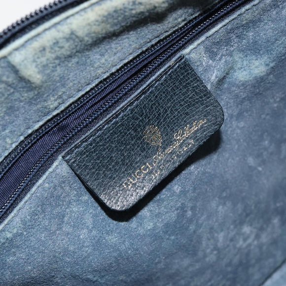 GUCCI GG Supreme Sherry Line Boston Bag PVC Navy Gold 39 02 007 Auth 146490