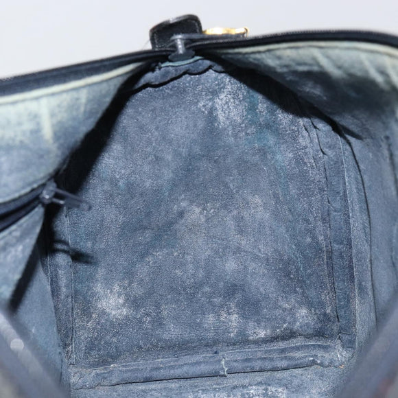 GUCCI GG Supreme Sherry Line Boston Bag PVC Navy Gold 39 02 007 Auth 146490