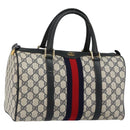 GUCCI GG Supreme Sherry Line Boston Bag PVC Navy Gold 39 02 007 Auth 146490-1