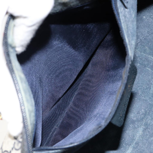 GUCCI GG Supreme Sherry Line Boston Bag PVC Navy Gold 39 02 007 Auth 146490