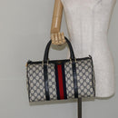 GUCCI GG Supreme Sherry Line Boston Bag PVC Navy Gold 39 02 007 Auth 146490-24