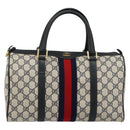 GUCCI GG Supreme Sherry Line Boston Bag PVC Navy Gold 39 02 007 Auth 146490-13