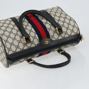 GUCCI GG Supreme Sherry Line Boston Bag PVC Navy Gold 39 02 007 Auth 146490-6