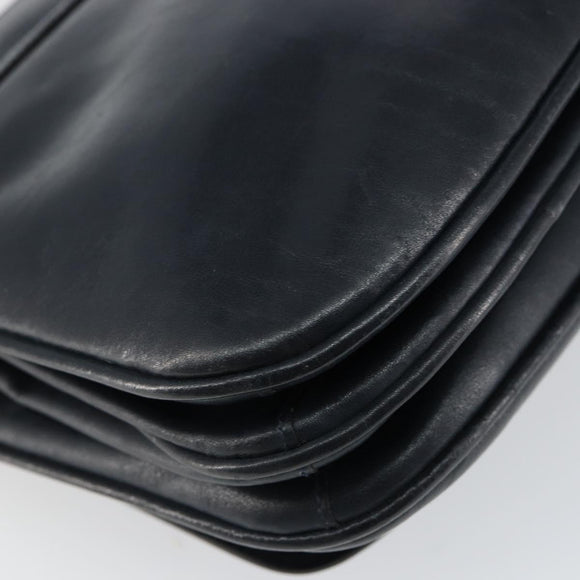 CELINE Horse Carriage Shoulder Bag Leather Navy Auth 146494