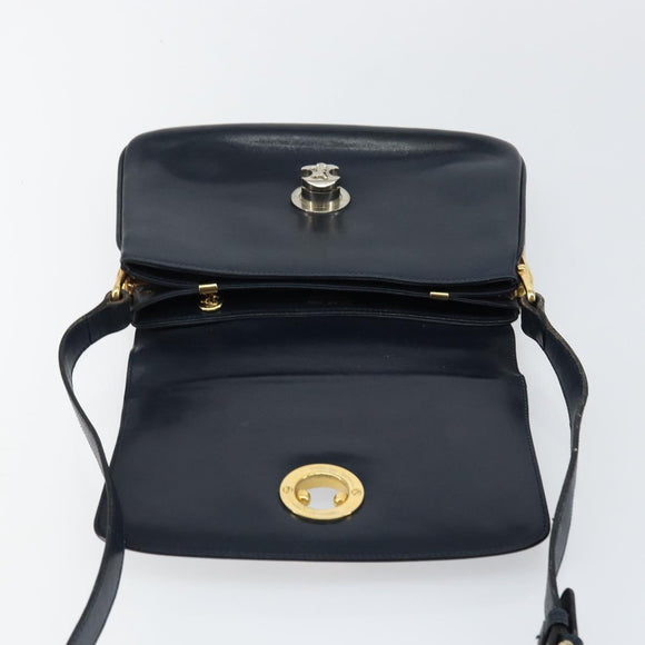 CELINE Horse Carriage Shoulder Bag Leather Navy Auth 146494