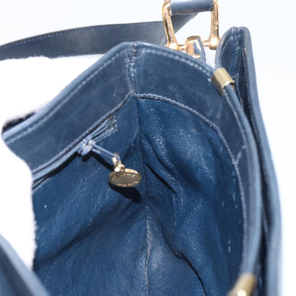 CELINE Horse Carriage Shoulder Bag Leather Navy Auth 146494
