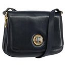 CELINE Horse Carriage Shoulder Bag Leather Navy Auth 146494-1