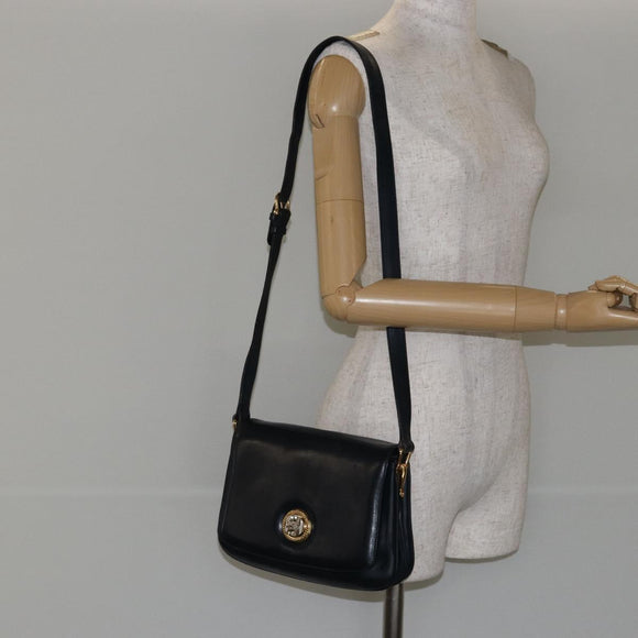 CELINE Horse Carriage Shoulder Bag Leather Navy Auth 146494