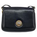 CELINE Horse Carriage Shoulder Bag Leather Navy Auth 146494-13
