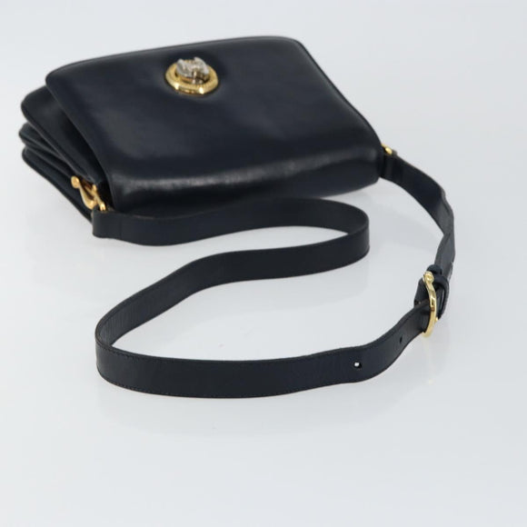 CELINE Horse Carriage Shoulder Bag Leather Navy Auth 146494