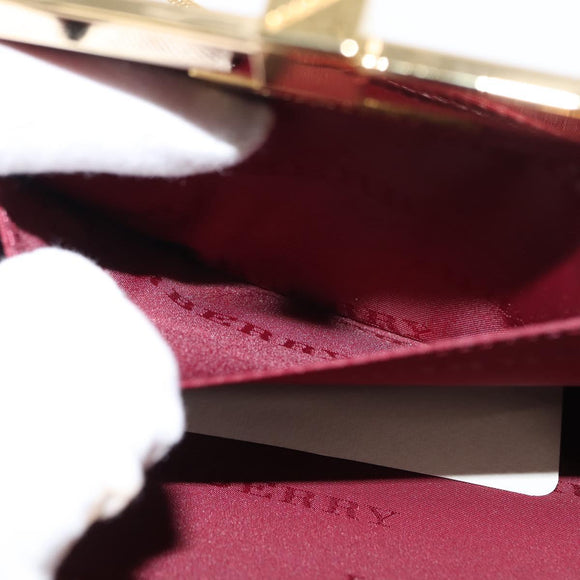 BURBERRY Chain Hand Bag Leather Bordeaux Gold Auth 146495
