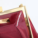 BURBERRY Chain Hand Bag Leather Bordeaux Gold Auth 146495-12