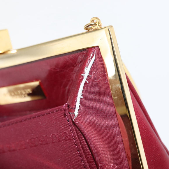 BURBERRY Chain Hand Bag Leather Bordeaux Gold Auth 146495