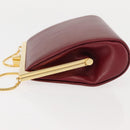 BURBERRY Chain Hand Bag Leather Bordeaux Gold Auth 146495-4