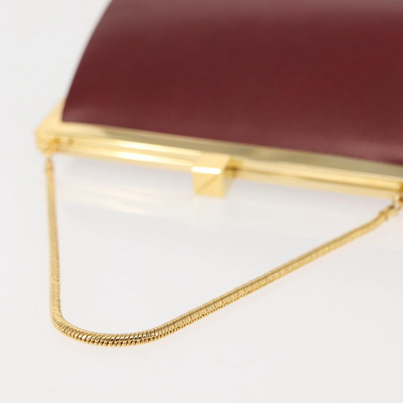 BURBERRY Chain Hand Bag Leather Bordeaux Gold Auth 146495