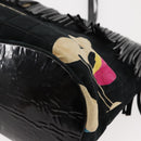 CHANEL Choco Bar Tote Bag Canvas Black Silver CC Auth 146496-11