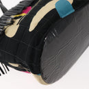 CHANEL Choco Bar Tote Bag Canvas Black Silver CC Auth 146496-12