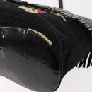 CHANEL Choco Bar Tote Bag Canvas Black Silver CC Auth 146496-13