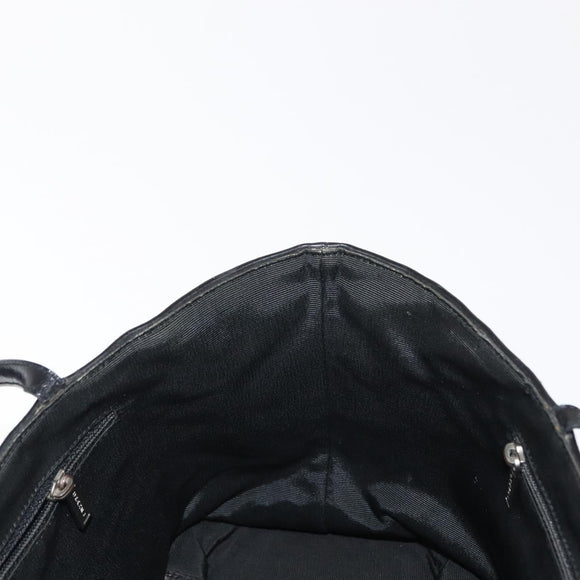 CHANEL Choco Bar Tote Bag Canvas Black Silver CC Auth 146496