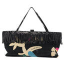 CHANEL Choco Bar Tote Bag Canvas Black Silver CC Auth 146496-3