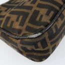 FENDI Zucca Canvas Shoulder Bag Black Brown Auth 146505-14