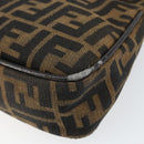 FENDI Zucca Canvas Shoulder Bag Black Brown Auth 146505-15