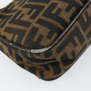 FENDI Zucca Canvas Shoulder Bag Black Brown Auth 146505-16