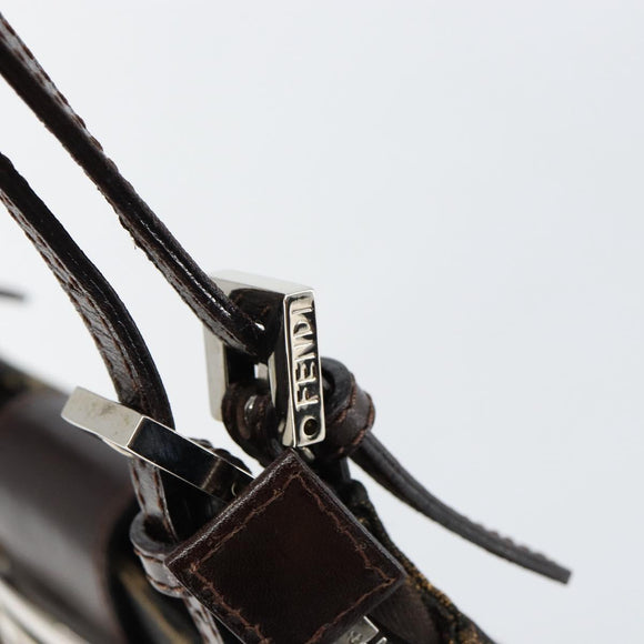 FENDI Zucca Canvas Shoulder Bag Black Brown Auth 146505