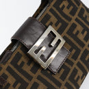 FENDI Zucca Canvas Shoulder Bag Black Brown Auth 146505-18