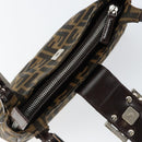 FENDI Zucca Canvas Shoulder Bag Black Brown Auth 146505-10