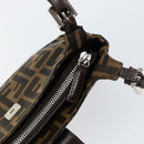 FENDI Zucca Canvas Shoulder Bag Black Brown Auth 146505-20