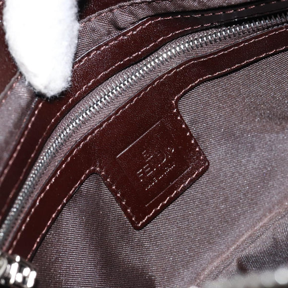 FENDI Zucca Canvas Shoulder Bag Black Brown Auth 146505