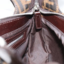 FENDI Zucca Canvas Shoulder Bag Black Brown Auth 146505-22