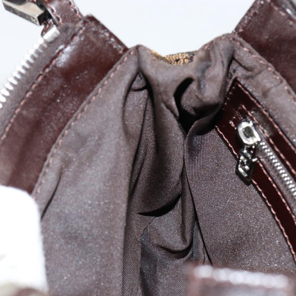 FENDI Zucca Canvas Shoulder Bag Black Brown Auth 146505